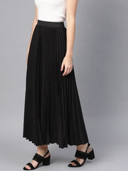 Black Pleated Maxi Skirt