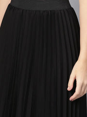 Black Pleated Maxi Skirt