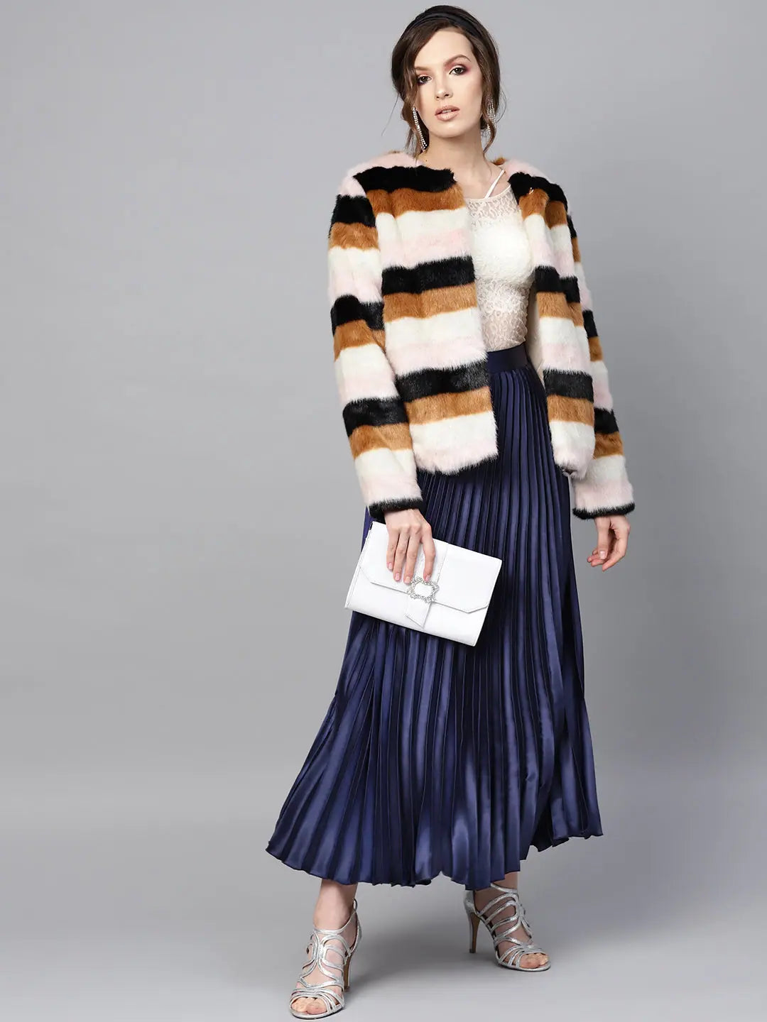 Blue Satin Pleated Maxi Skirt | Women's Western Clothing Sale