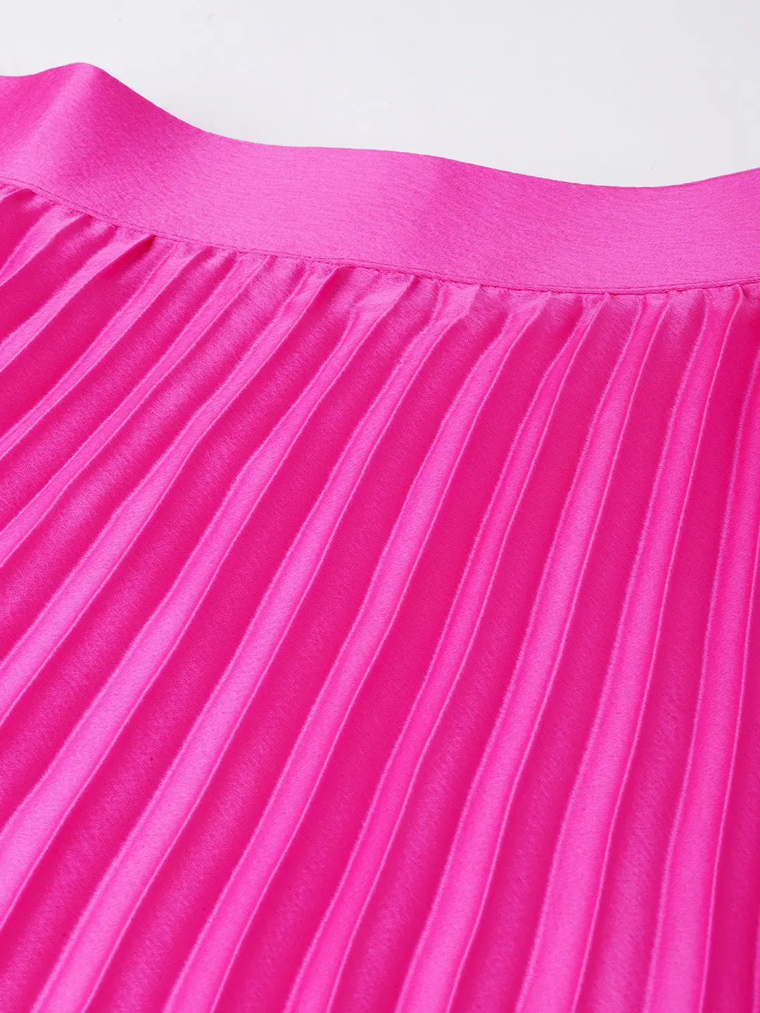 Pink Satin Maxi Skirt | Pleated Women's Lehenga Style