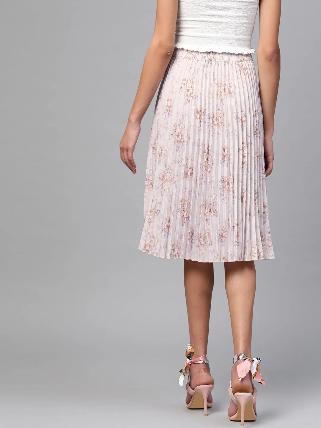 Lavender Floral Pleated Skirt | Western Outfits for Women