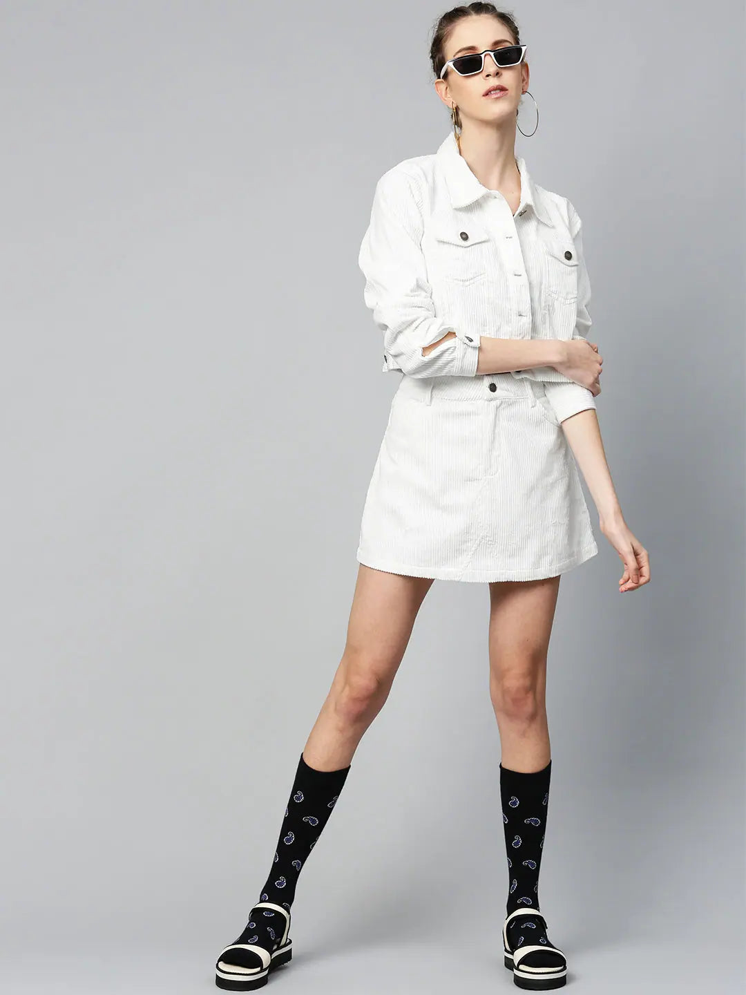 White Corduroy A-Line Mini Skirt | Women's Skirts & Shorts