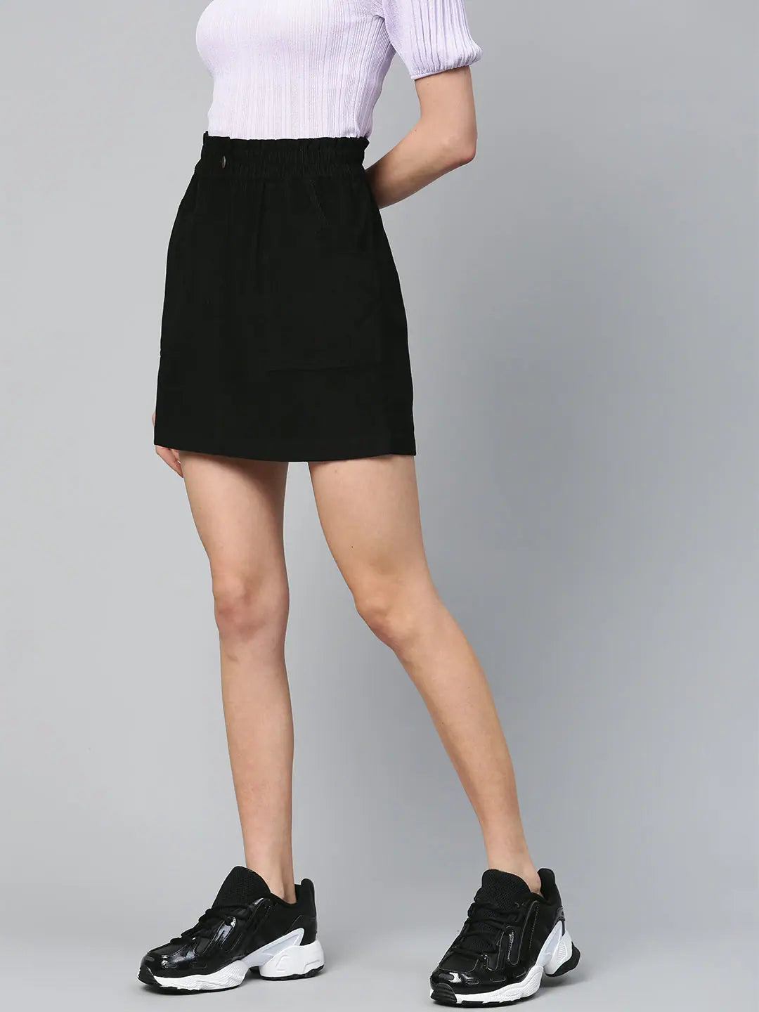 Black Corduroy PaperBag Mini Skirt | Women's Skirts Online