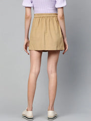 Beige Corduroy Button Down Mini Skirt