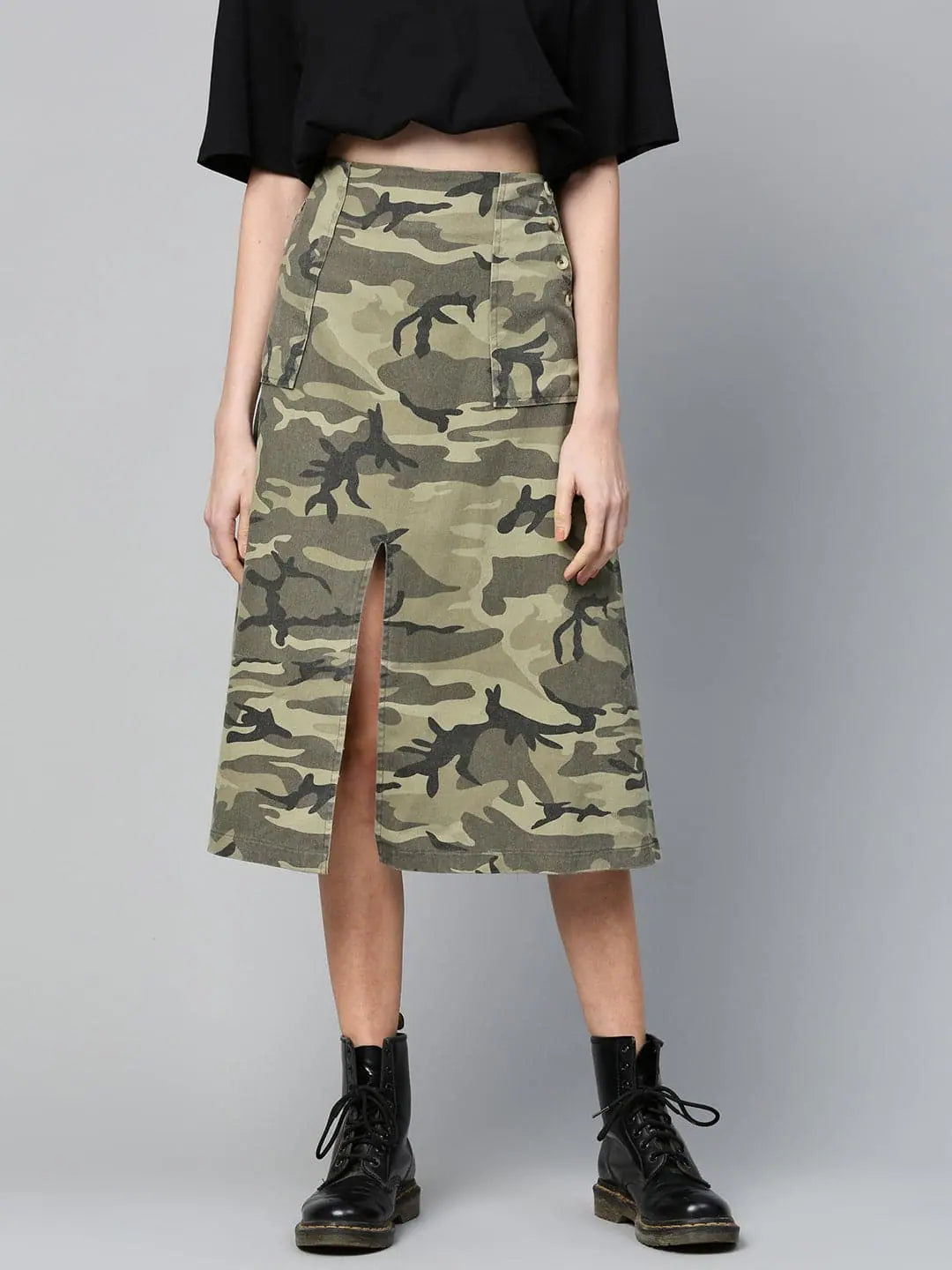 Camouflage Front Slit Skirt | Women's Western Wear Outfits