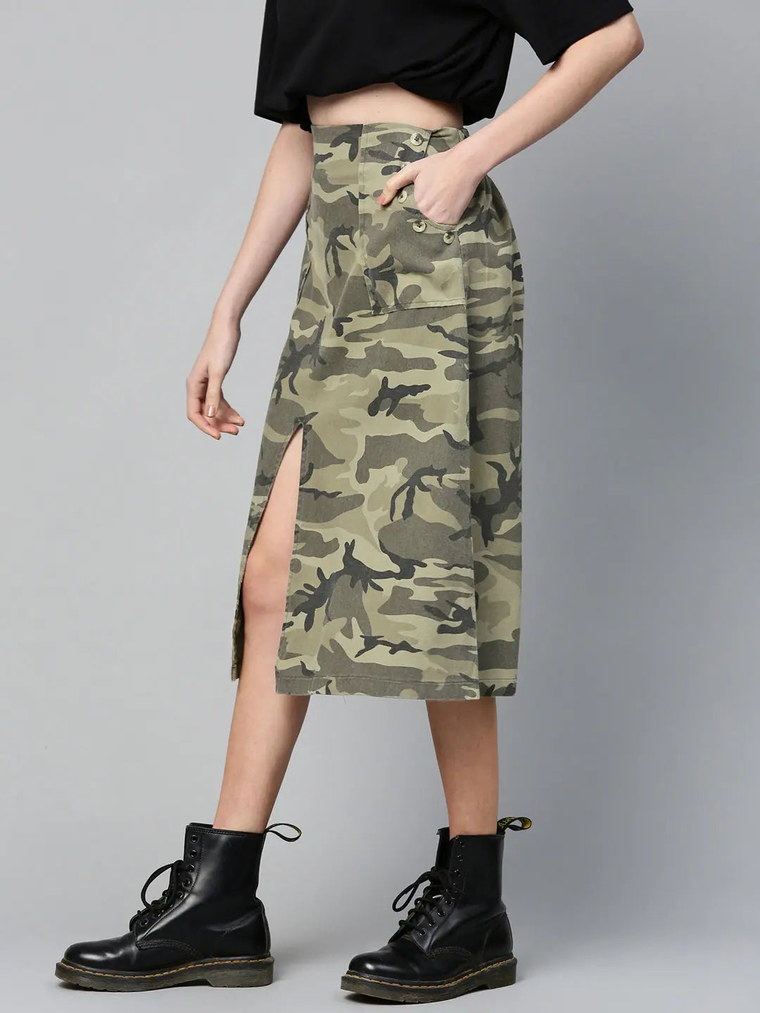 Camouflage Front Slit Skirt | Women's Western Wear Outfits