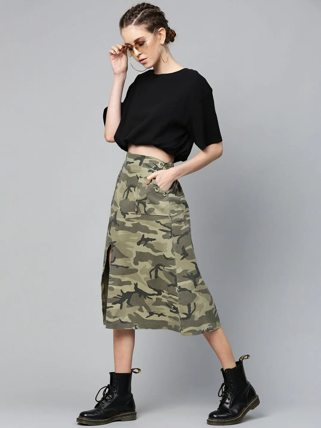 Camouflage Front Slit Skirt | Women's Western Wear Outfits
