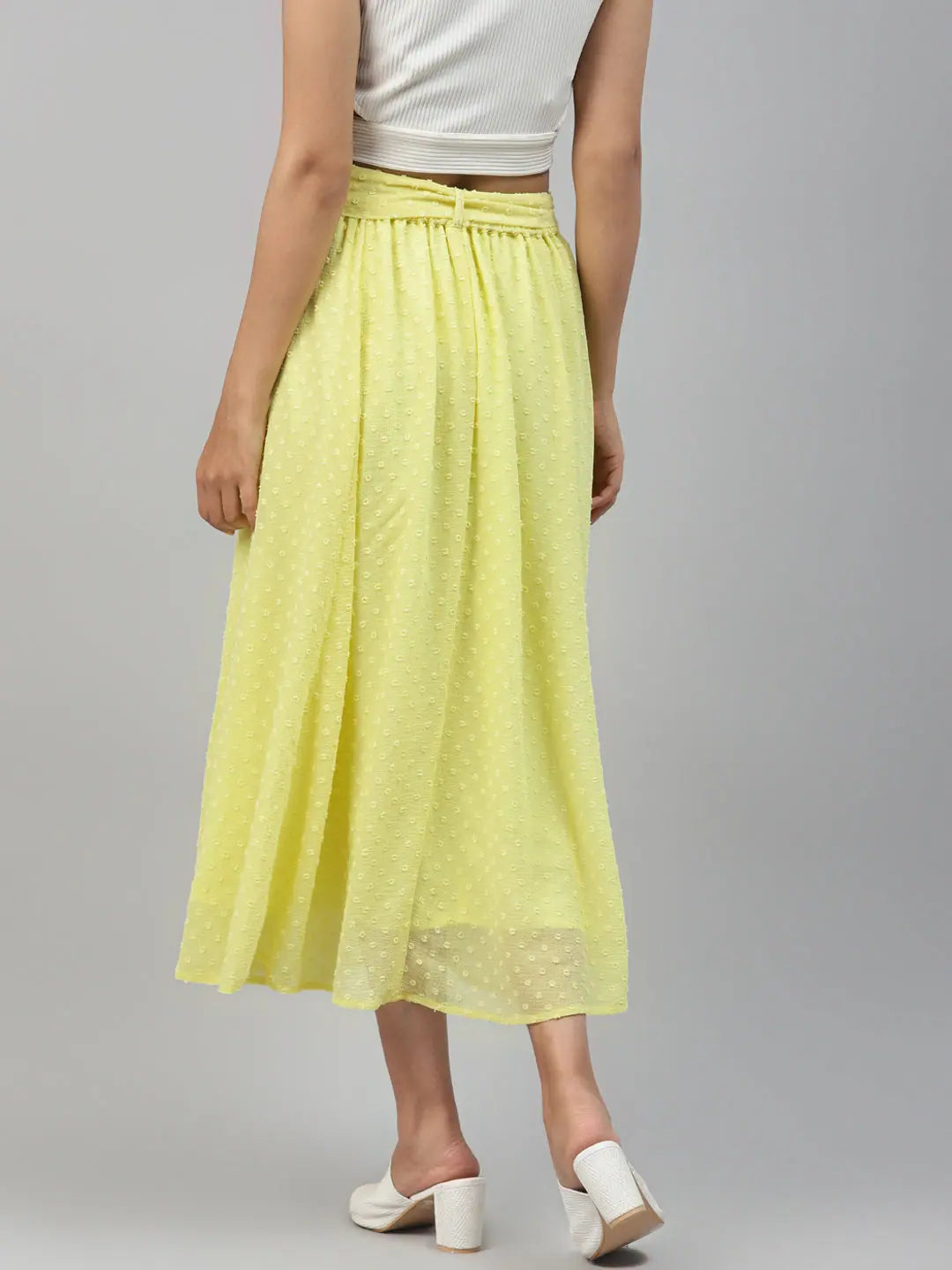 Yellow Dobby Flared Skirt | Women's Western Wear Online