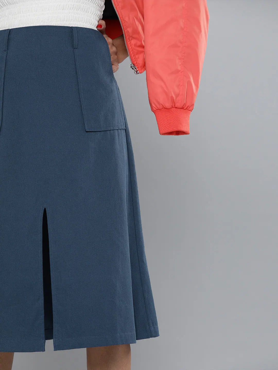 Navy A-Line Skirt - Women's Western Wear, Cotton Twill