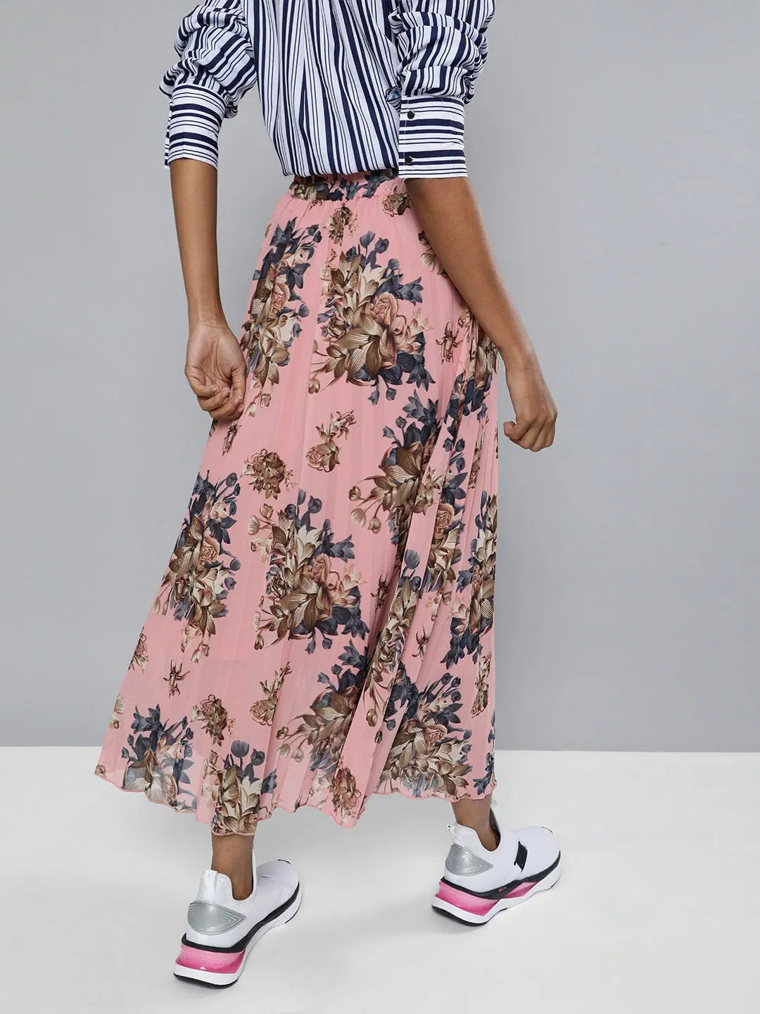 Pink Floral Midi Skirt | Women's Lehenga | Festive Skirt