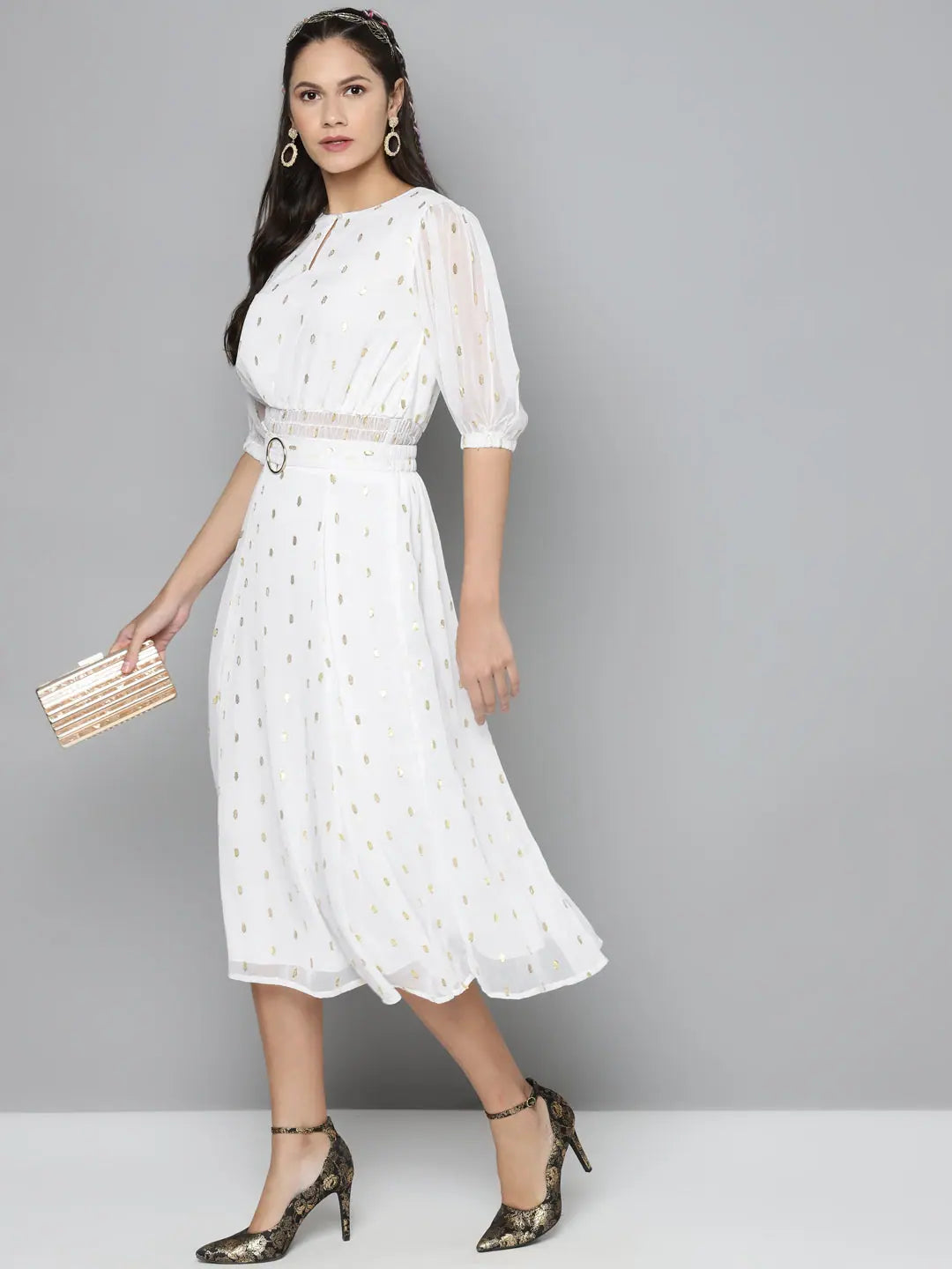 White Lurex Midi Skirt - Festive Lehenga for Women Online