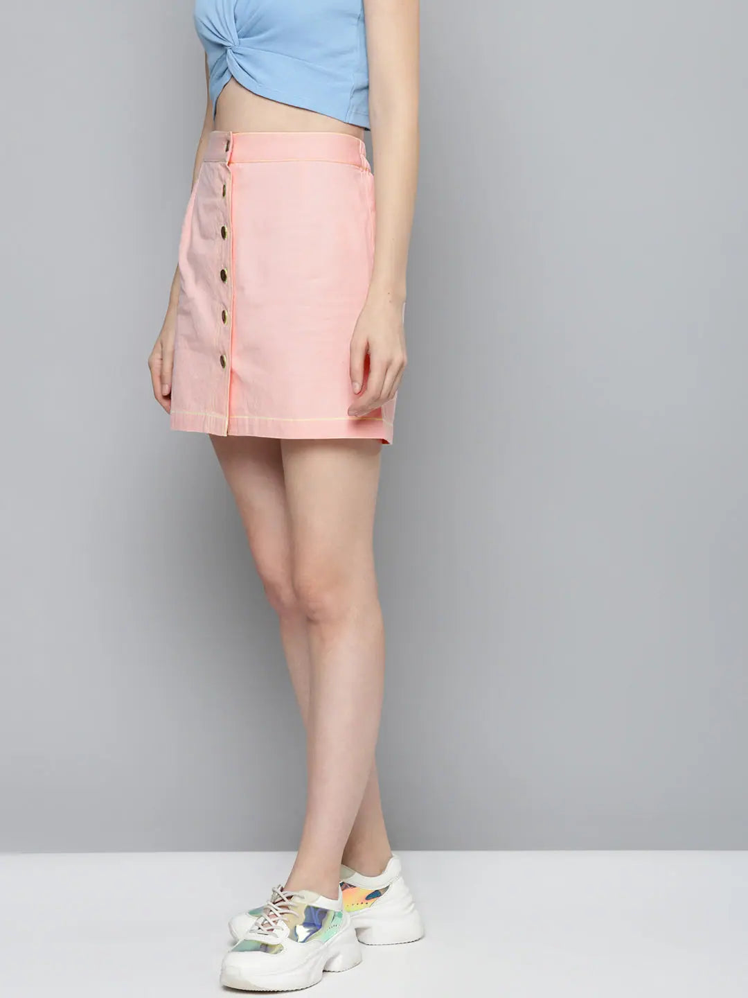 Pink Contrast Stitch Mini Skirt - Women's Western Clothing