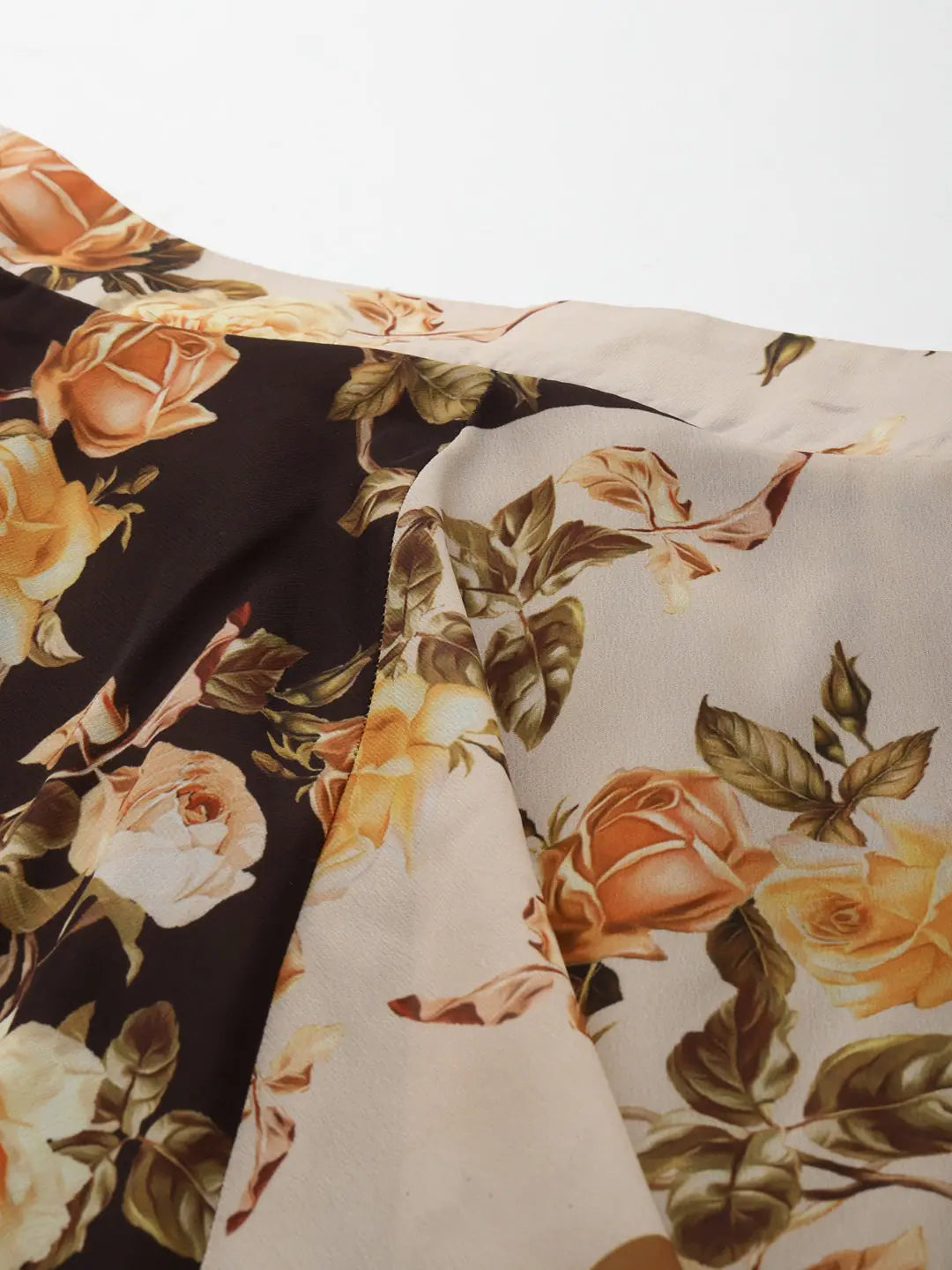 Brown Floral Skirt - Women's Western Wear Asymmetric Midi Skirt