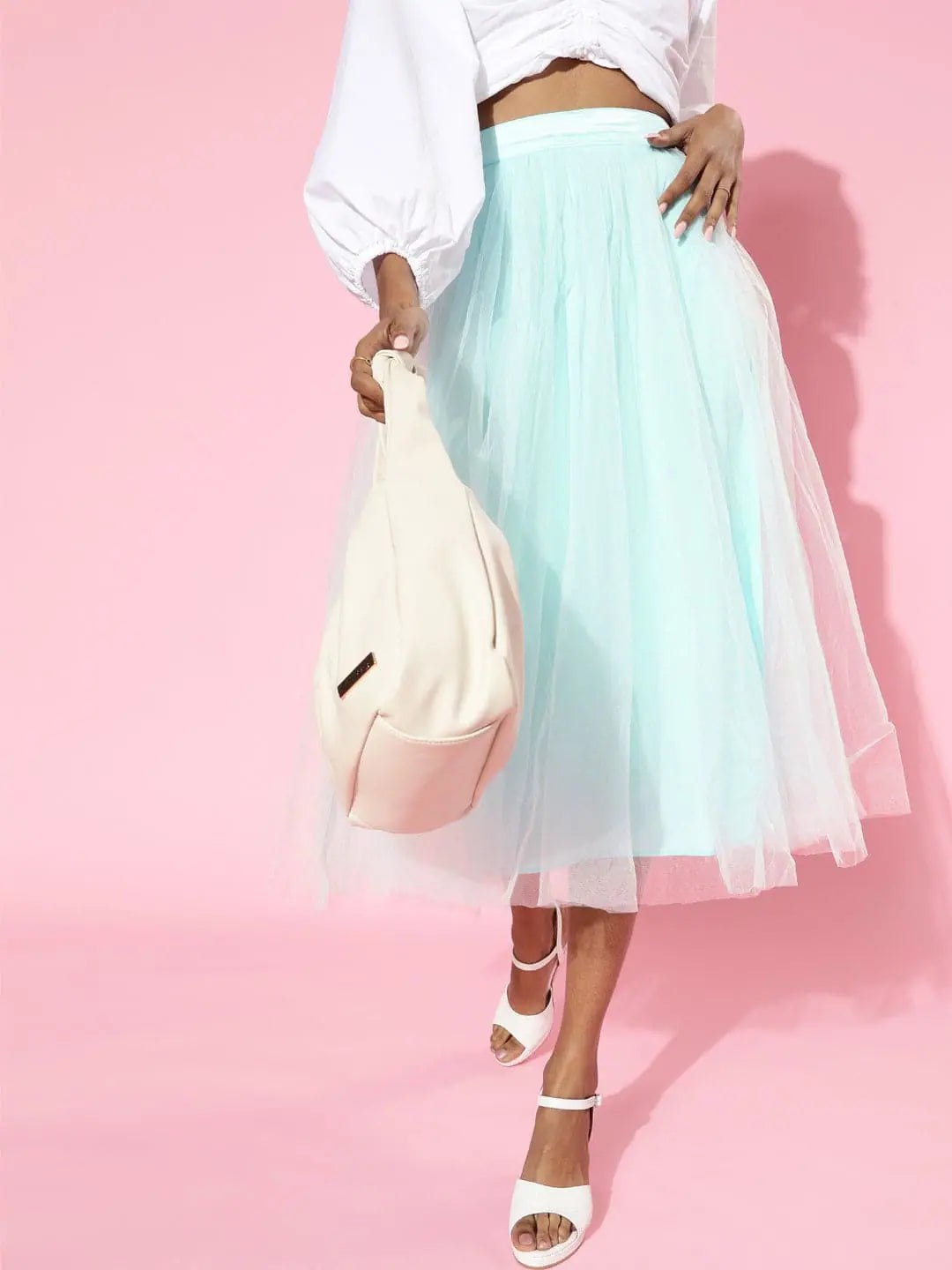 Sea Green Tulle Skirt - Women's Midi Length Skirt