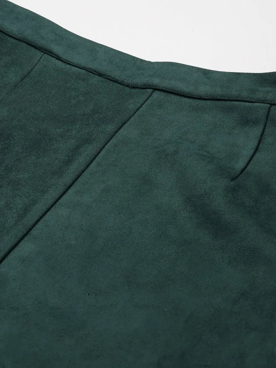 Emerald Green Suede Pencil Skirt - Slim Fit, Midi Length