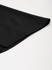 Black Scuba Front Slit Flared Midi Skirt