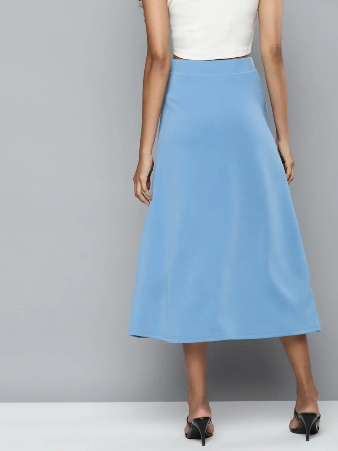 Blue Midi Skirt - Flared Slit Skirt | Women's Western Wear