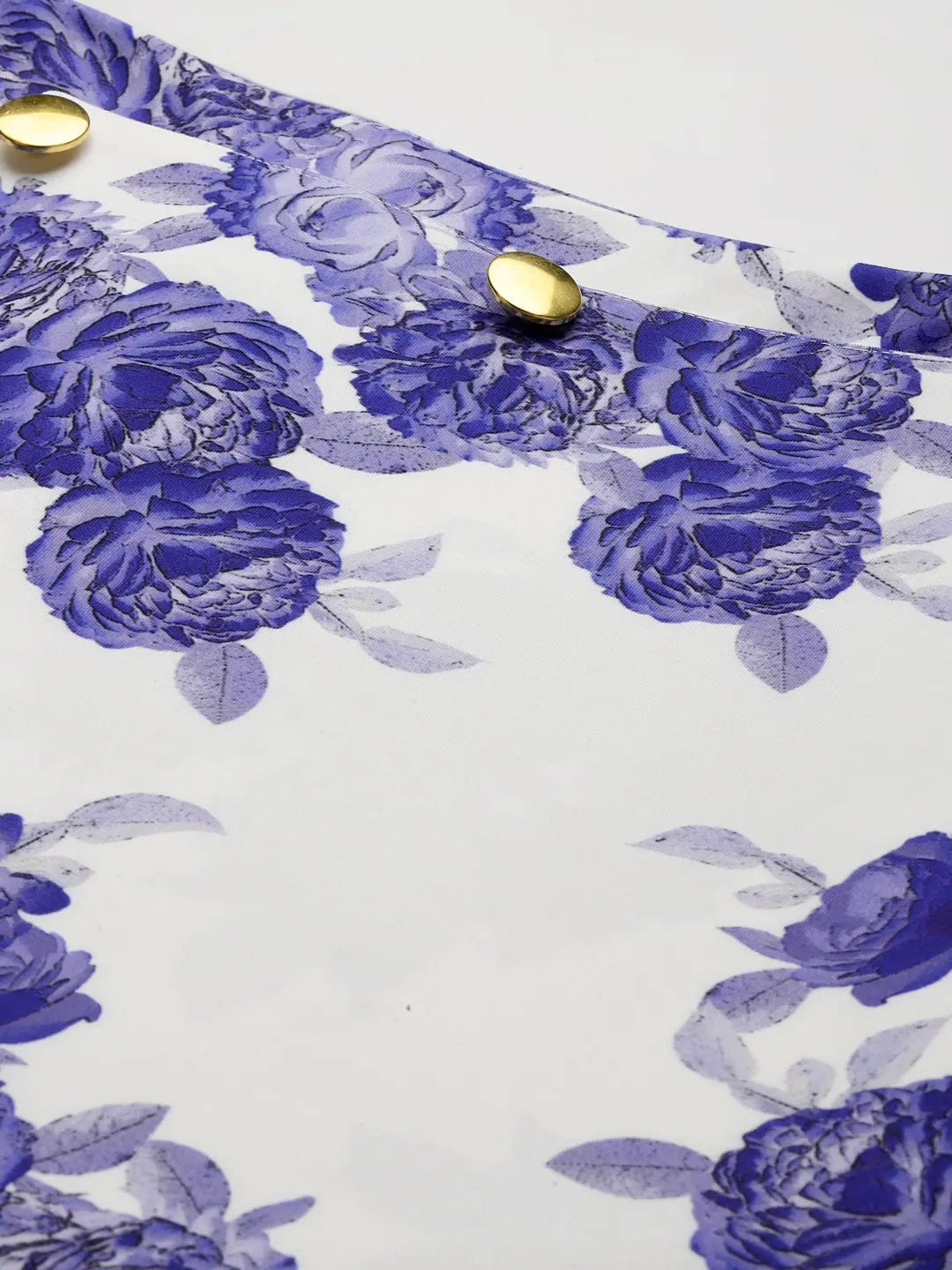 White Floral Mini Skirt - Front Button Detail