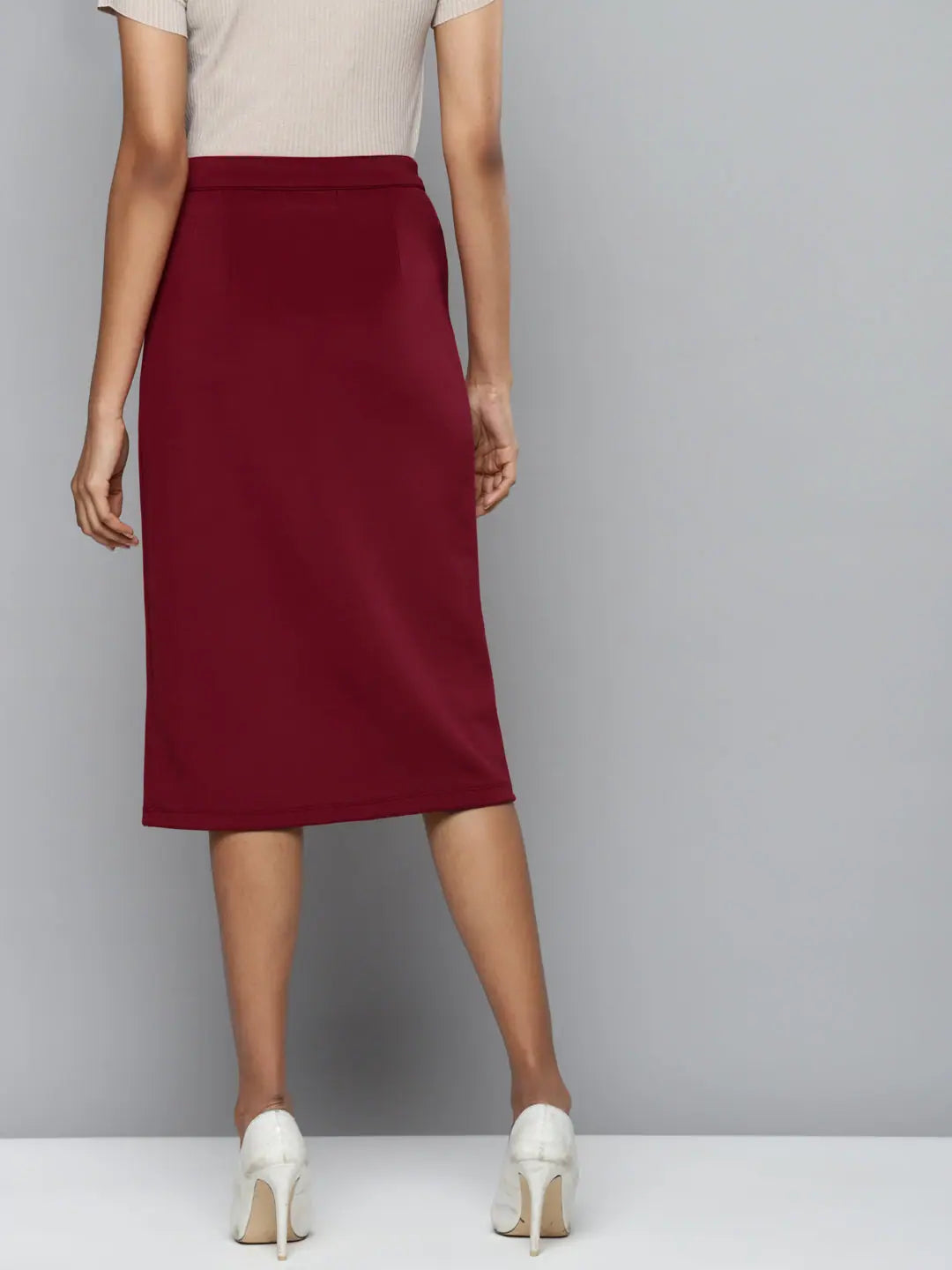 Maroon Button Skirt - Ethnic Lehenga Inspiration