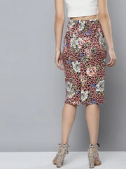Pink Scuba Animal Floral Pencil Skirt