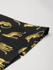 Black Scuba Cheetah Print Pencil Skirt