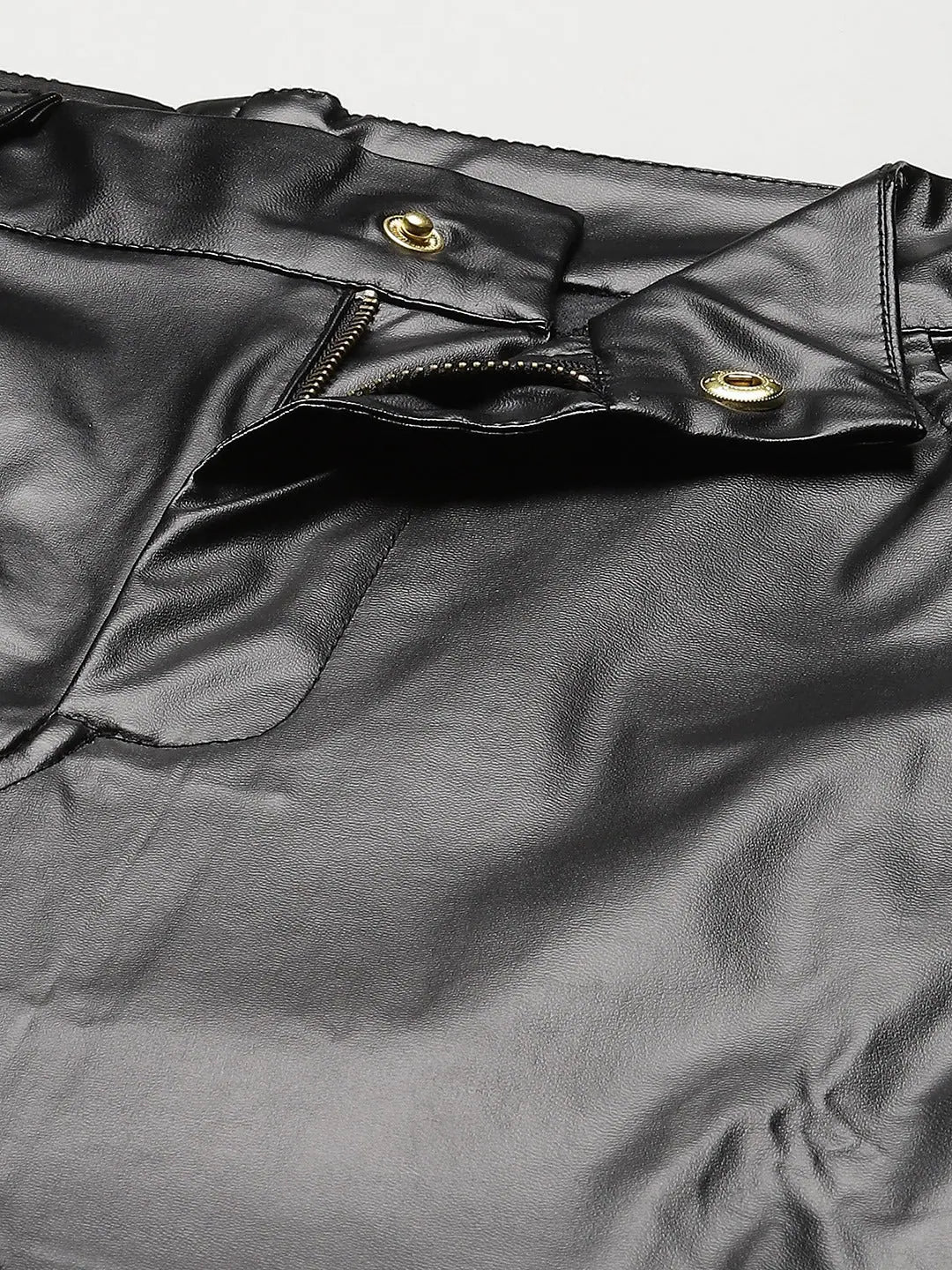 Black PU Mini Skirt | A-Line Skirt with Zip Detail