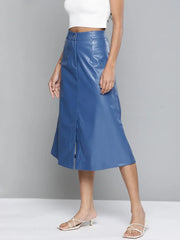 Royal Blue PU A-Line Skirt