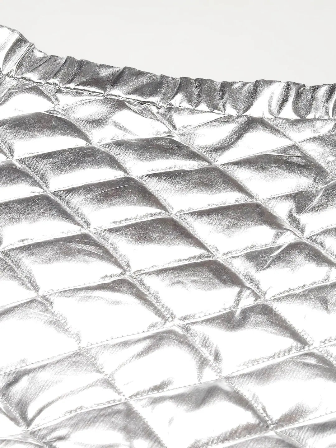 Silver Metallic Puffer Mini Skirt | Designer Lehenga Look