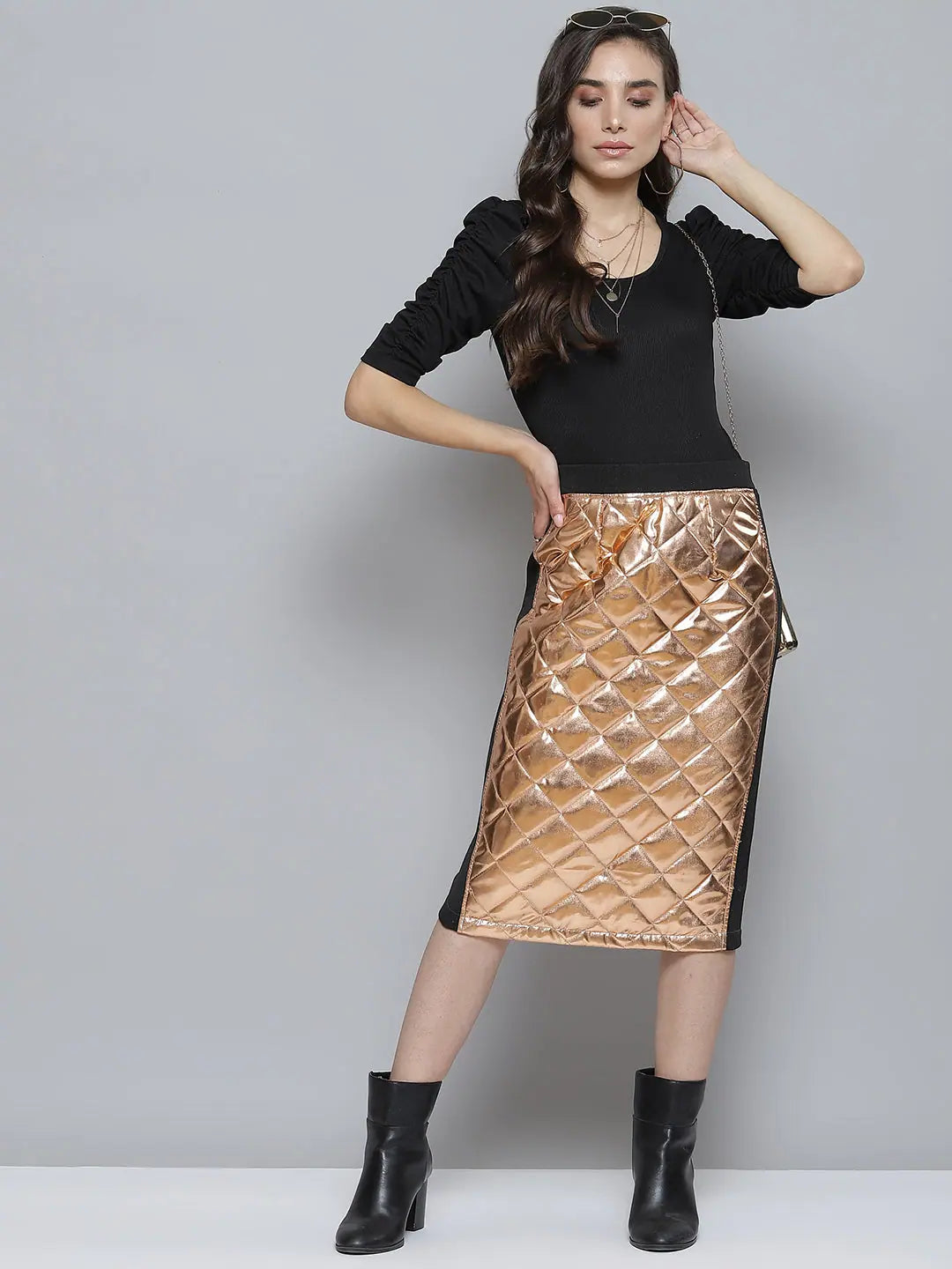 Copper Metallic Pencil Skirt - Women's Western Wear Online