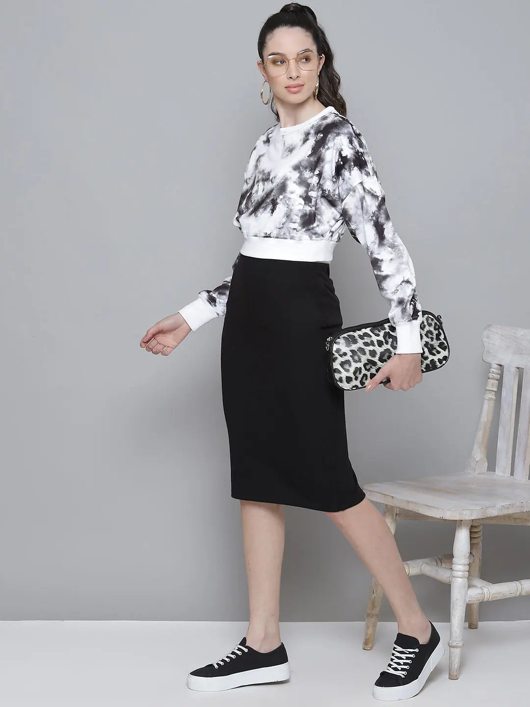 Black Rib Pencil Skirt | Women's Western Wear, Slim Fit Skirt