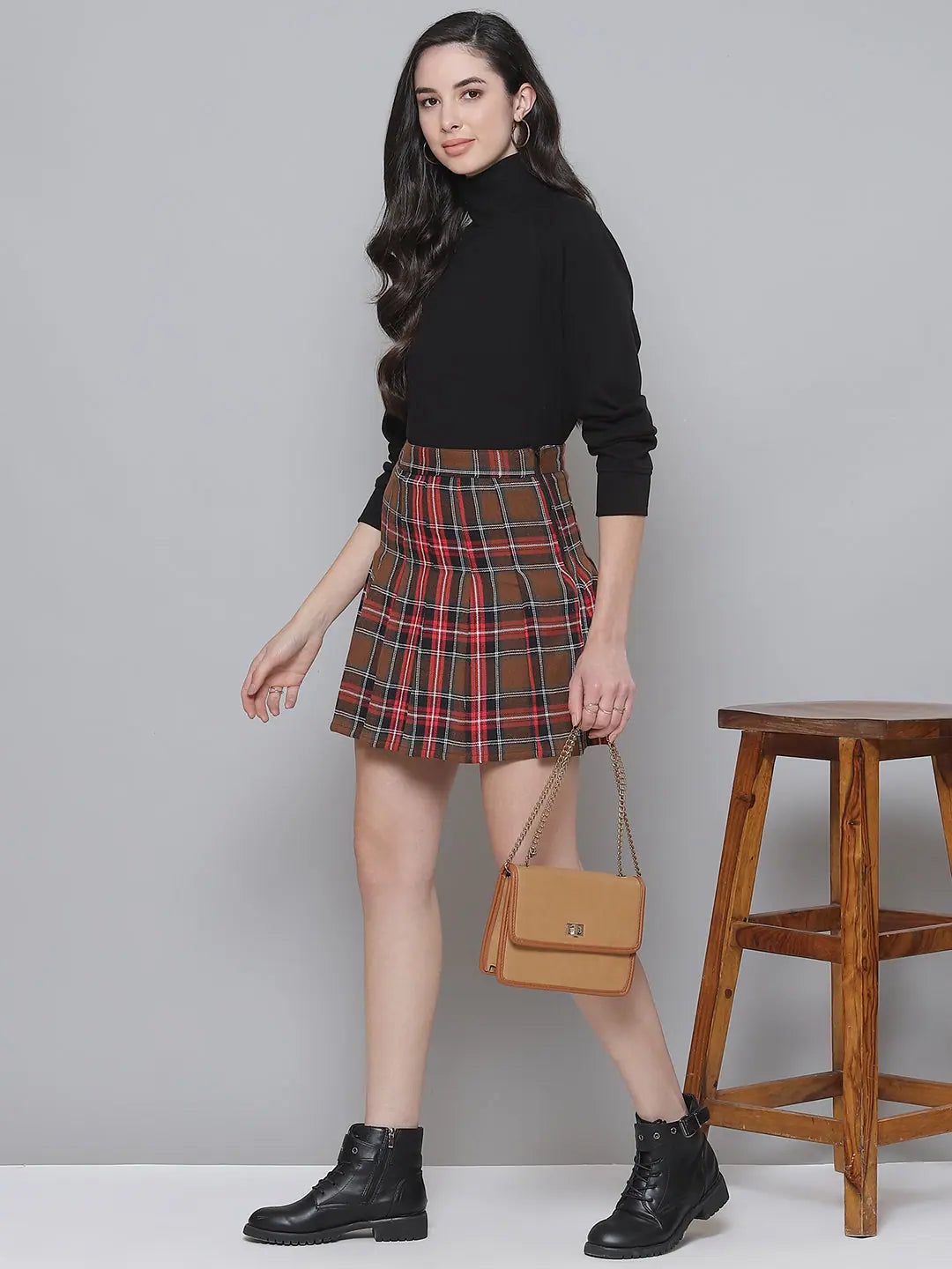 Black Plaid Mini Skirt - Women's Western Wear Outfits