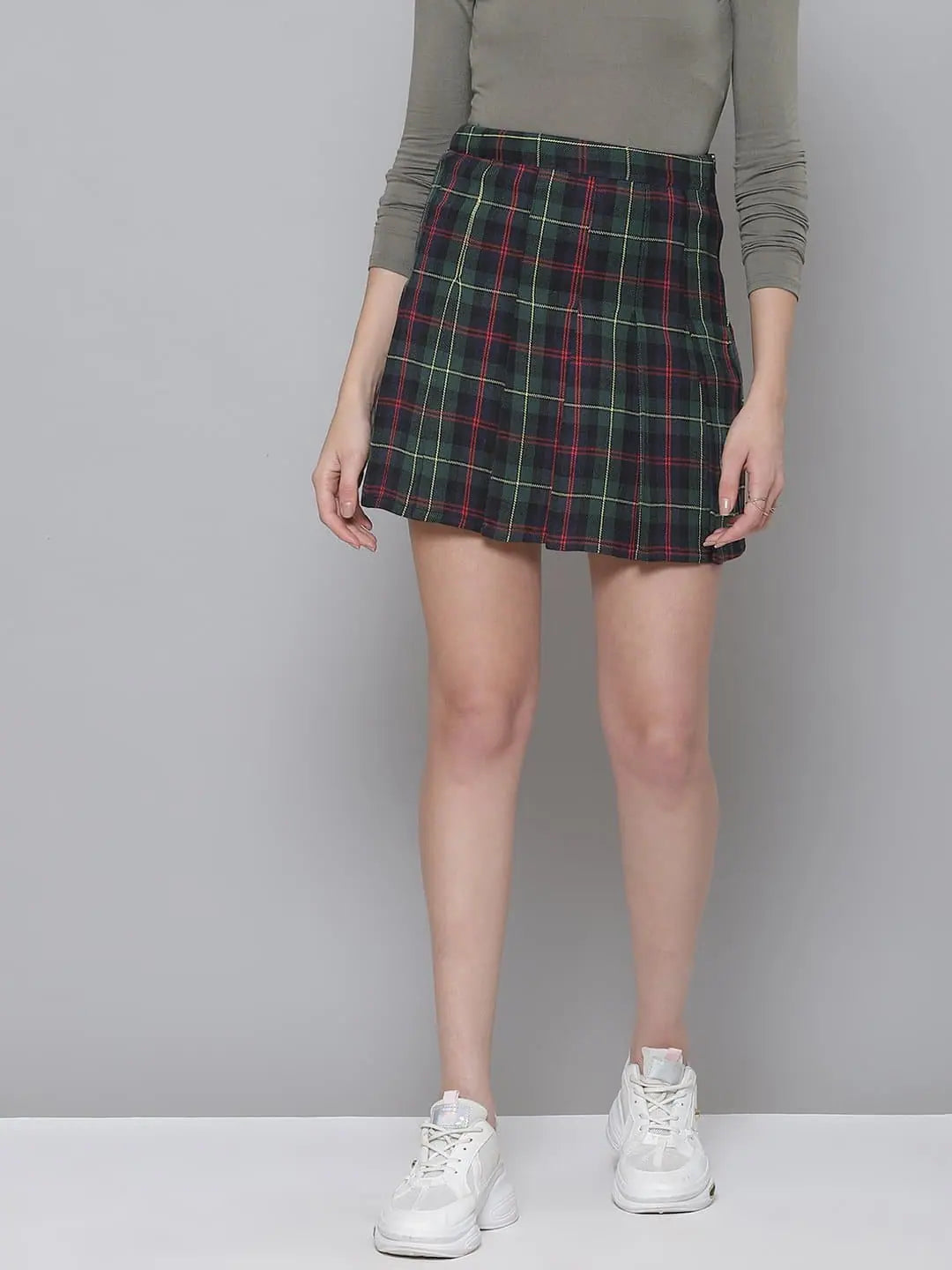 Green Plaid Check Mini Skirt | Women's Western Clothing
