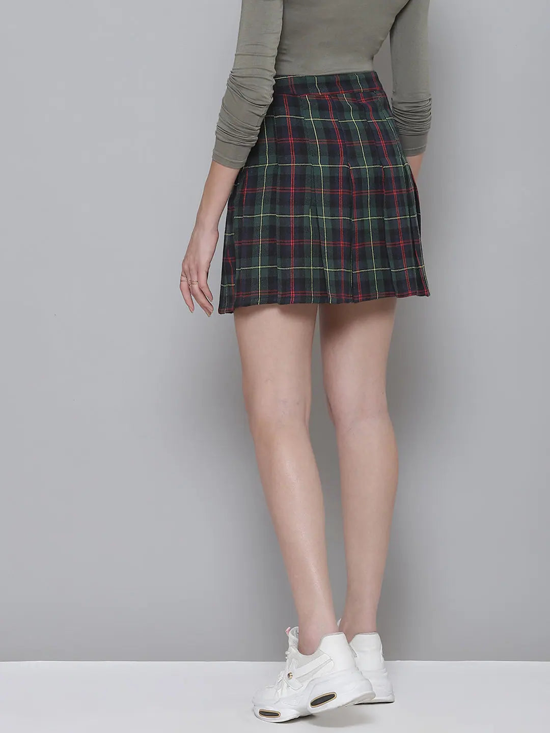 Green Plaid Check Mini Skirt | Women's Western Clothing