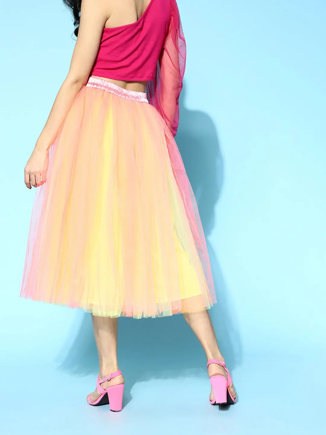 Yellow & Pink Tulle Skirt - Women's Western Wear Outfits