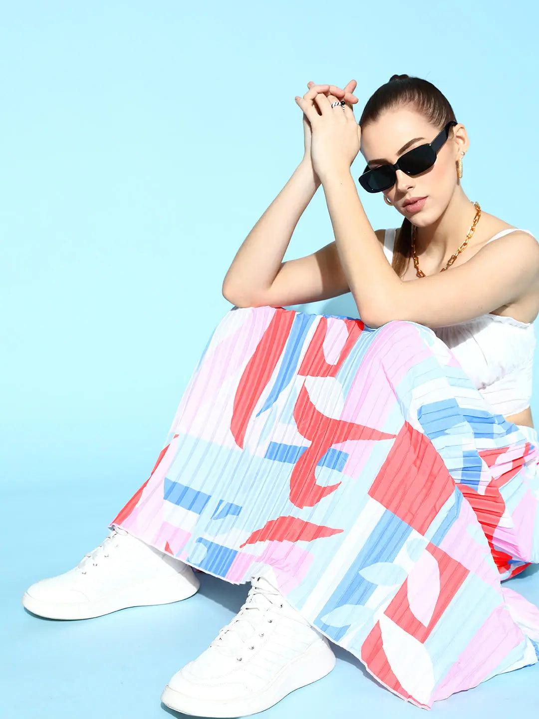 Abstract Print Pleated Skirt - Women's Western Wear