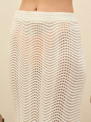 Women Off-White Crochet Straight Maxi Skirt-SFSKRT35018