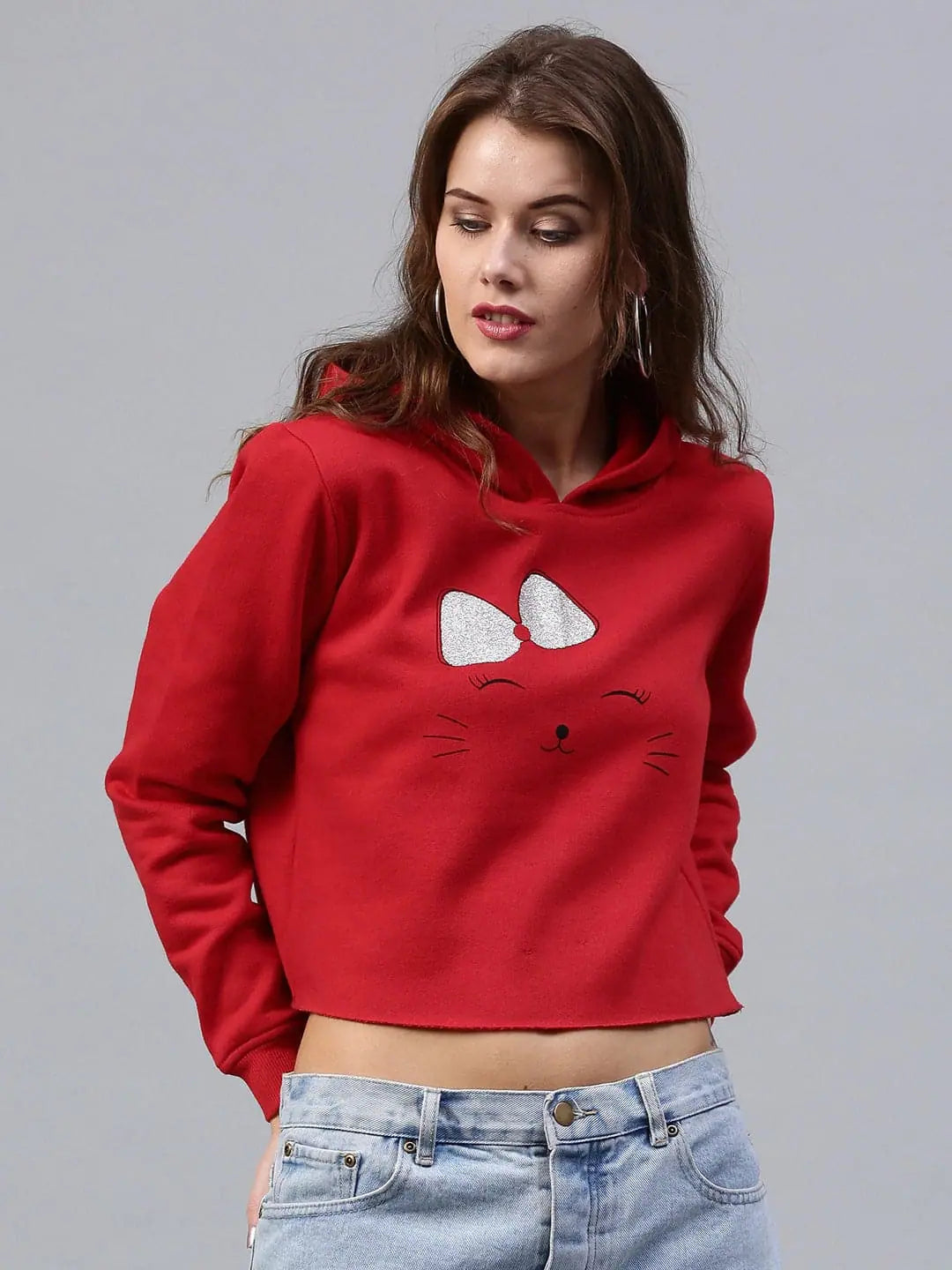 Bow Kitty Red Sweatshirt | Party Wear Lehenga Alternative