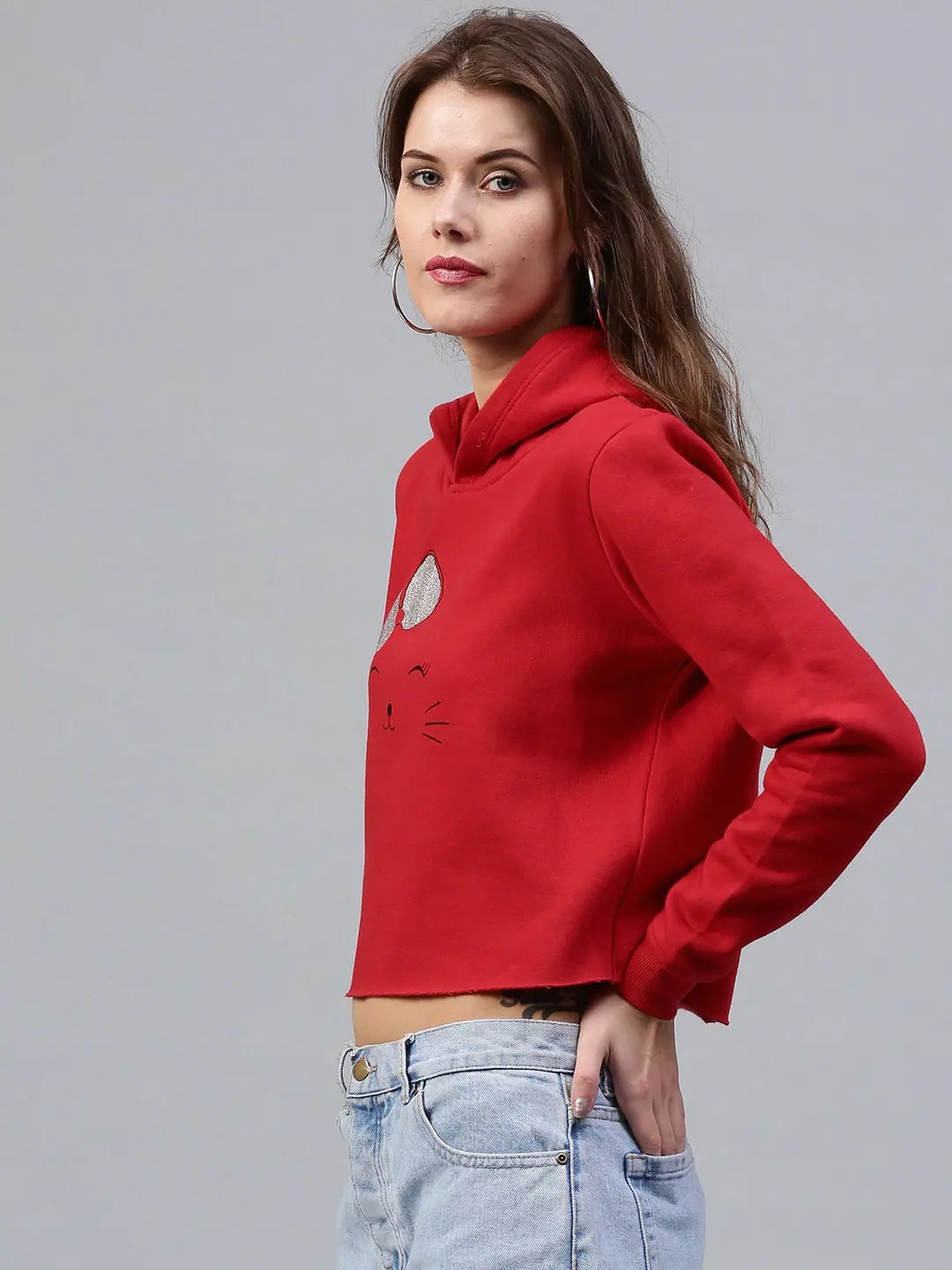 Bow Kitty Red Sweatshirt | Party Wear Lehenga Alternative