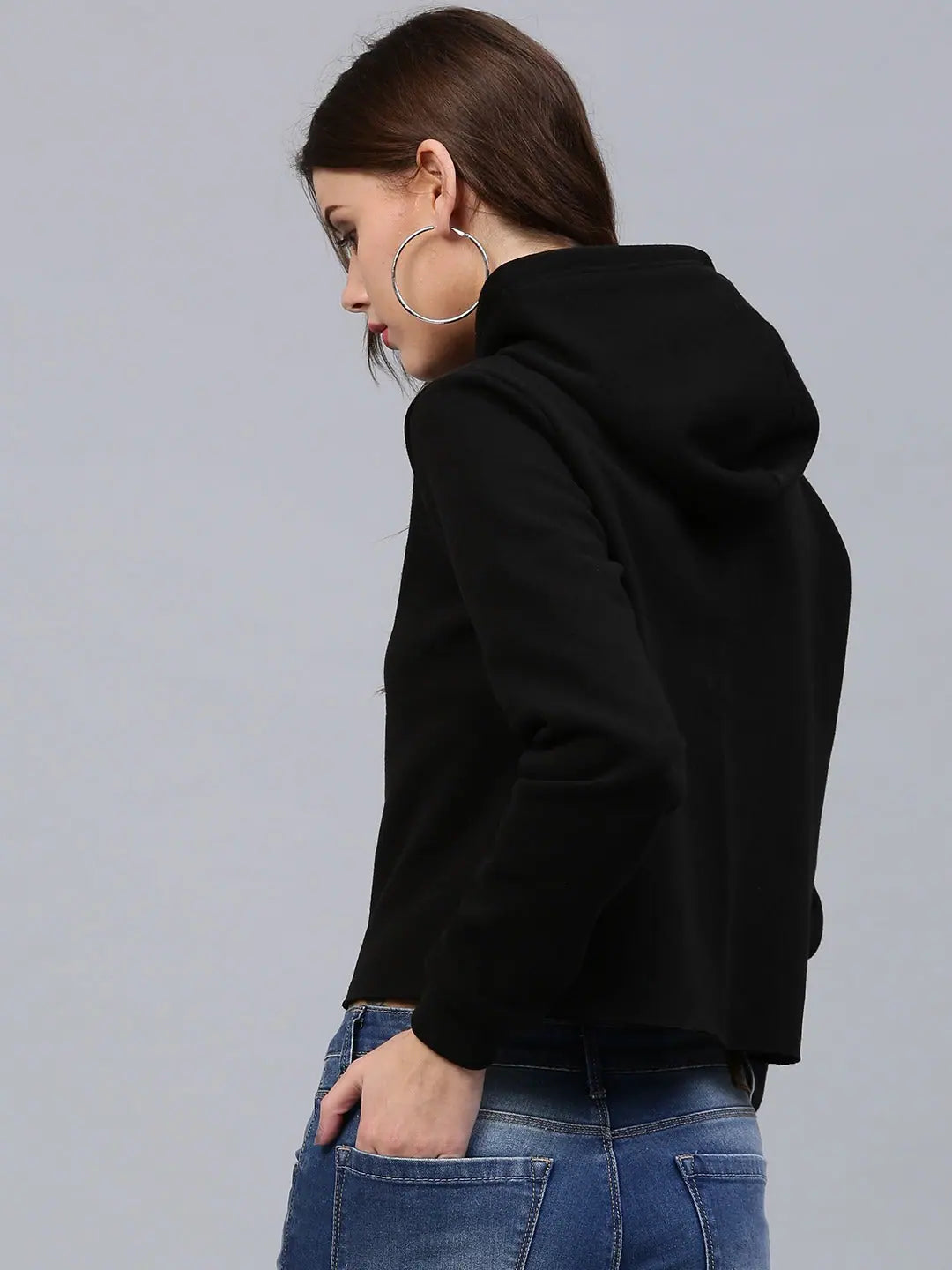 Bow Kitty Black Sweatshirt | Women's Printed Cropped Top