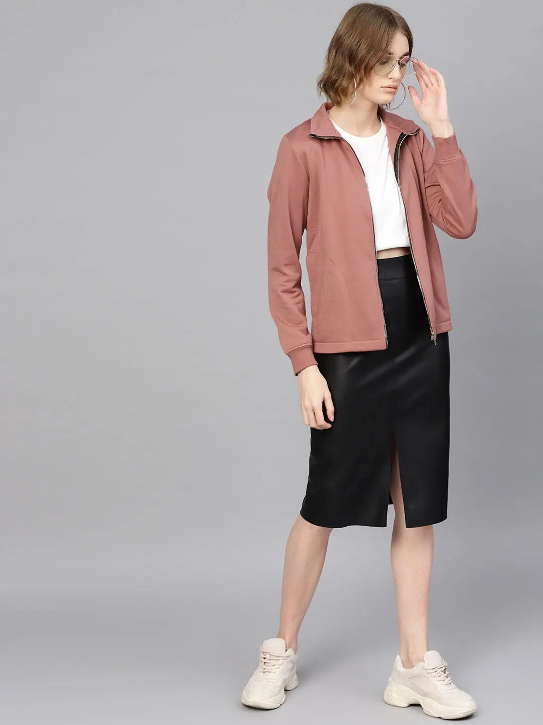 Dusty Pink Sweatshirt | Women's Comfort Fit Zipper Top