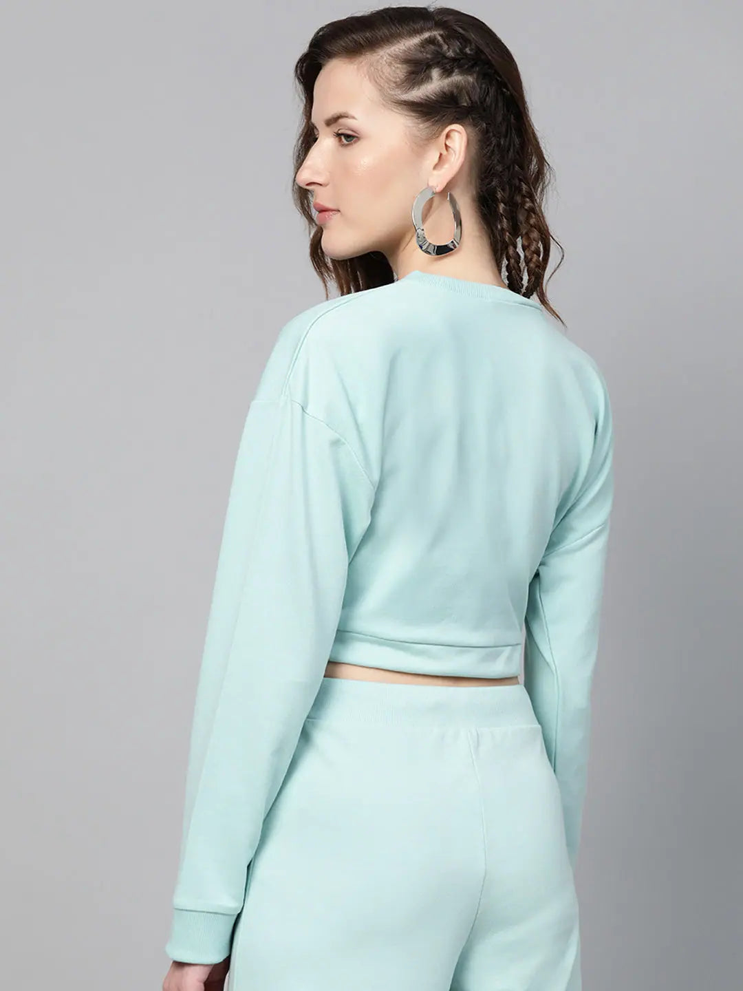 Sea Green Crop Sweatshirt | Women's Lehenga & Choli