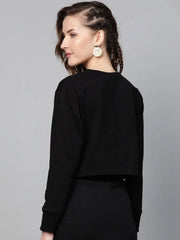 Black Terry Twisted Crop Sweatshirt