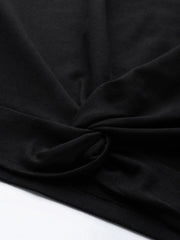 Black Terry Twisted Crop Sweatshirt