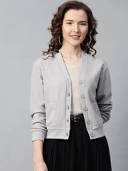 Grey Front Button Cardigan
