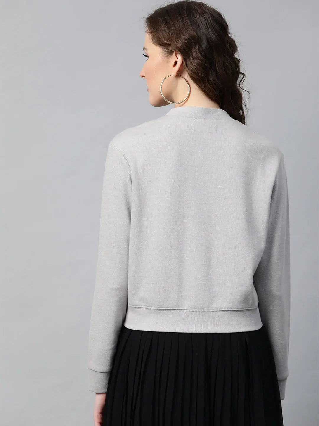 Grey Front Button Cardigan for Women | Cropped Cardigan