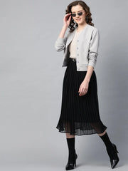 Grey Front Button Cardigan