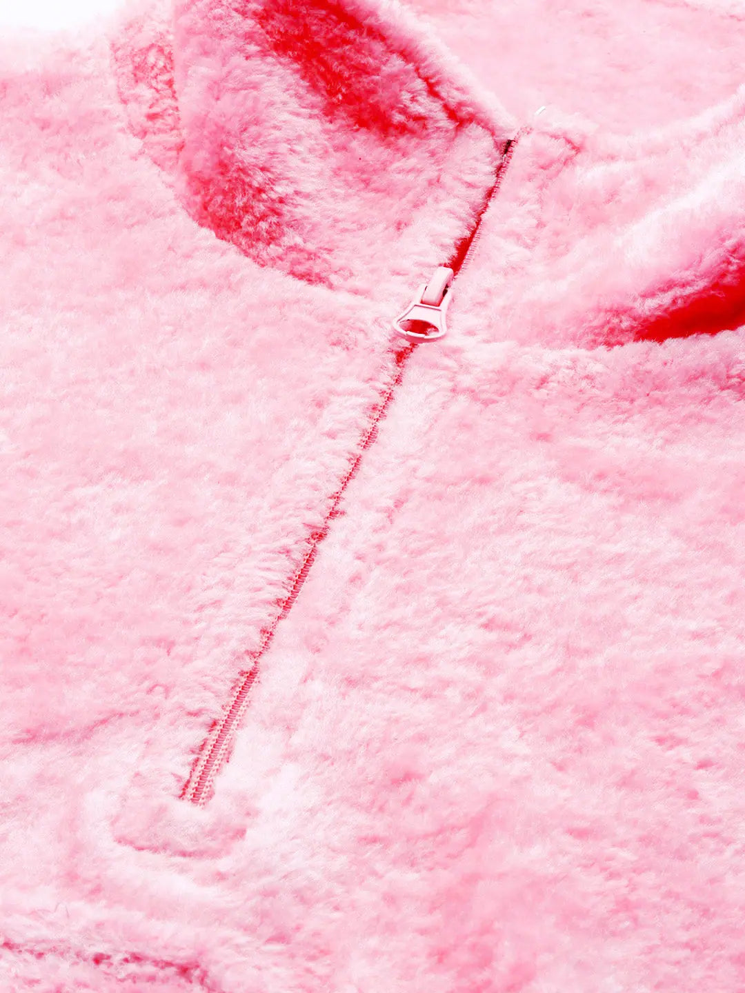 Pink Kangaroo Pocket Faux Fur Crop Sweatshirt | Women's Lehenga
