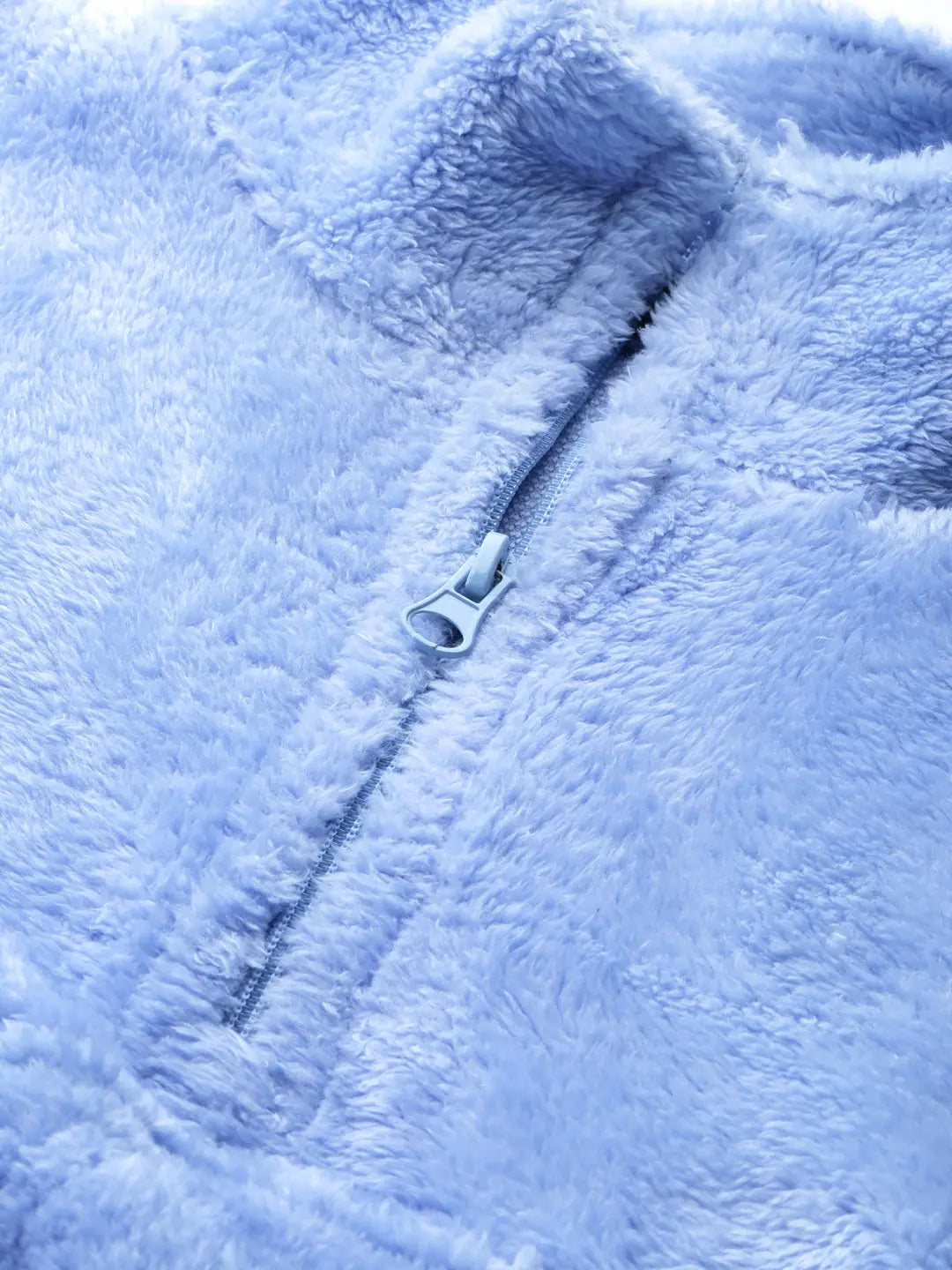 Blue Faux Fur Crop Sweatshirt | Women's Polyester Comfort