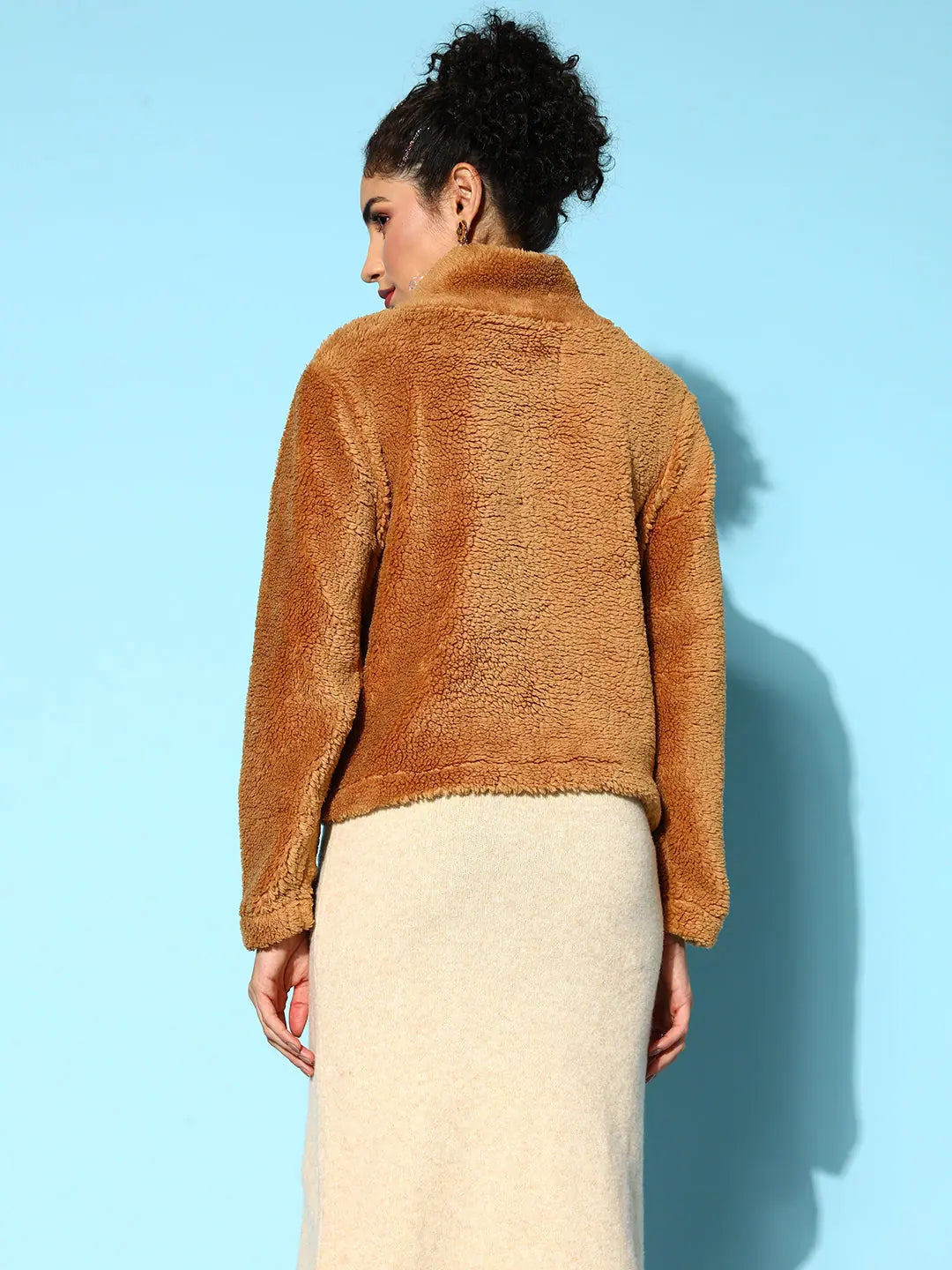 Mustard Faux Fur Sweatshirt | Women's Lehenga Online