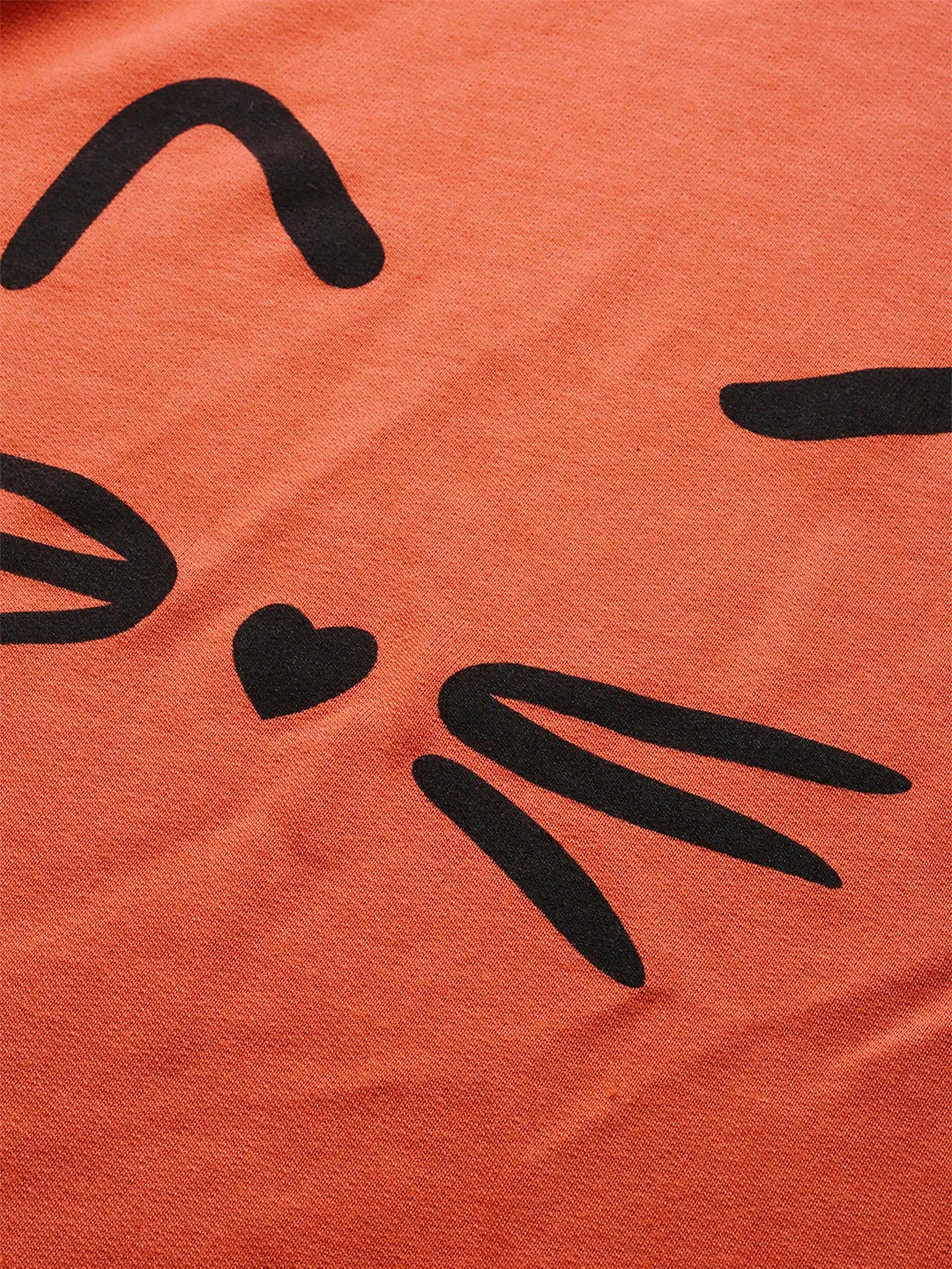 Rust Kitty Face Crop Hoodie Sweatshirt | Cotton Terry